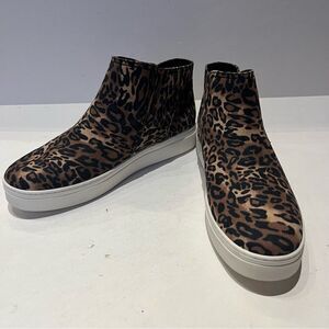 Naturalizer Women's Celeste High Top Sneakers  Brown Cheetah Side Zip Size 9.5M